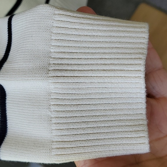 TALBOTS, striped cream, and black. Little ruffle. Size medium P. Lightwei… - Picture 4 of 9